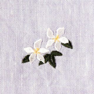 6月の花 / クチナシ刺繍リネンハンカチ