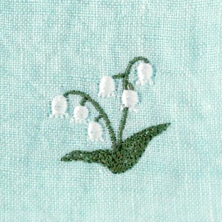 5月の花 / すずらん刺繍リネンハンカチ