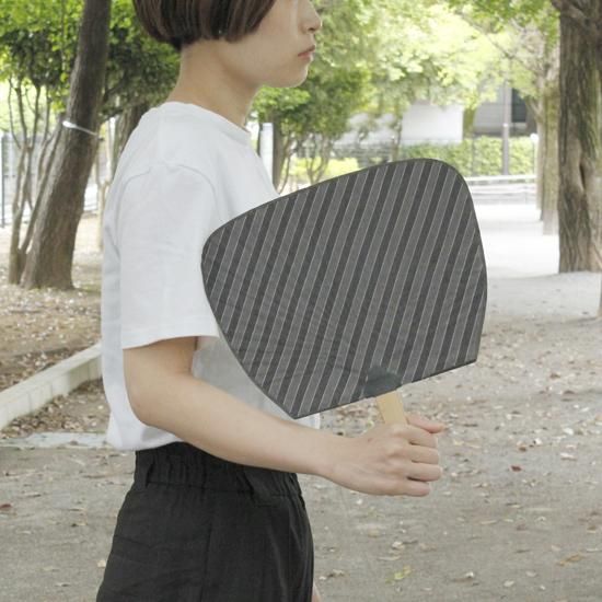 うちわ500とバルーン500 越生うちわ ブルーオレンジライン［BIG］| TOKYO UCHIWA うちわ