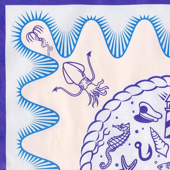 Squid Garden | H TOKYO ハンカチ | OLD-FASHIONED STORE Squid Garden | H TOKYO ハンカチ | OLD-FASHIONED STORE