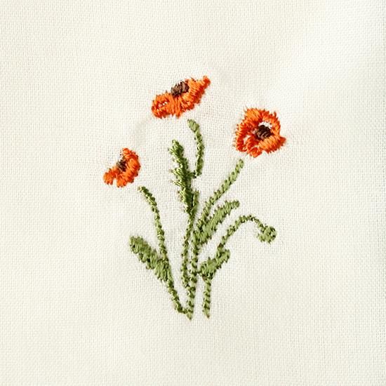 7月の花 / ポピー刺繍ハンカチ - swimmie ハンカチ - OLD-FASHIONED STORE