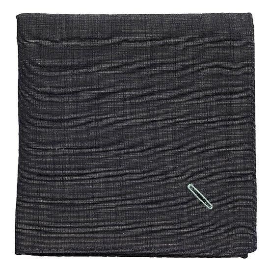 ボタンホール刺繍ハンカチ / ブラックコットネンエンザイム | H
