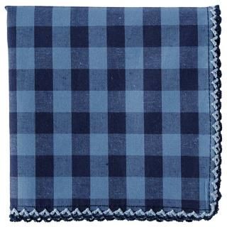ブルーラインチェックハンカチ | H TOKYO ハンカチ | OLD-FASHIONED STORE