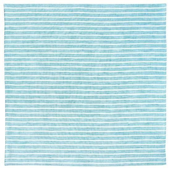 フレンチコットンリネンボーダーハンカチ / エメラルド | H TOKYO