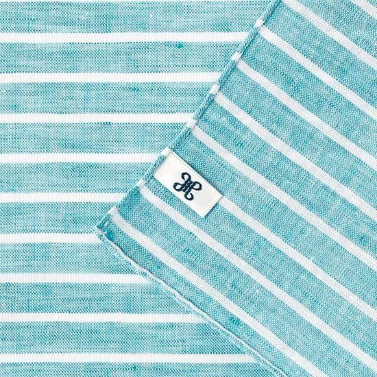 フレンチコットンリネンボーダーハンカチ / エメラルド | H TOKYO