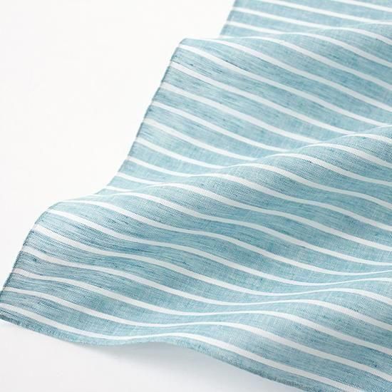 フレンチコットンリネンボーダーハンカチ / エメラルド | H TOKYO