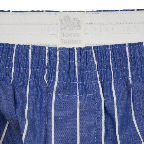 Slim fit ブルーホワイトサテンストライプトランクス S-L