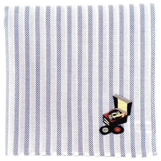 レコードプレイヤーワッペン付 / ブルーストライプハンカチ | H TOKYO