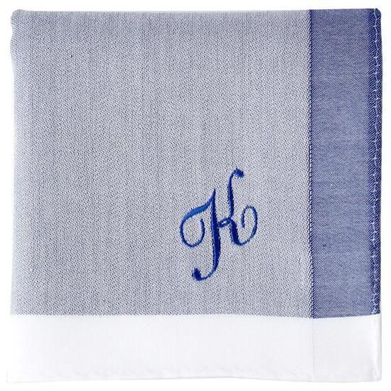 ネイビー バスタオル Hの刺繍付き 選べるイニシャル刺繍入りハンカチ