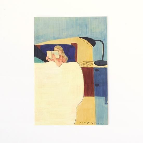 原倫子 ポストカード「夜の読書」- swimmie ハンカチ- OLD-FASHIONED STORE