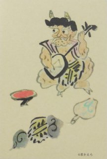 オリジナルポストカード　大津絵「鬼の三味線引き」