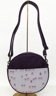 丸っこバッグ「amusant」 ベルト付き 濃紫色 猫文