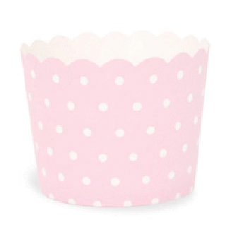 Baking Cups-<br>Light Pink with White Polka Dot<br>set of 25