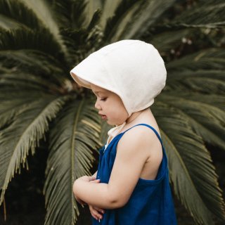  BRIMMED LINEN BONNET COTTON-LINED // Ivory 