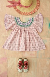  Butterfly blouse with small pink pastel flowers // 販売サイズ  2Y - 10Y 