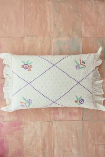  Cushion cover with all-over embroidered flowers