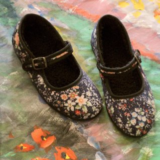  30% OFF // Ballerina shoes (Indigo flowers print - corduroy) // 24-34