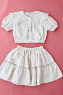  50% OFF SALE // Cropped blouse and cotton piqué skirt set (Last1)