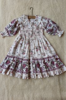  LONG DRESS // Birds Flower Print - Pique fabric // 販売サイズ  4Y-10Y