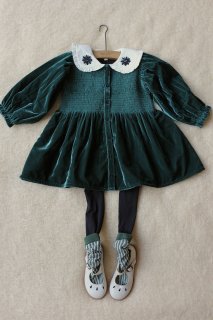  TUNIQUE // English green velvet tunic // 販売サイズ  2Y-10Y