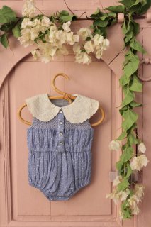  BABY ROMPER Blue broderie anglaise organic voile