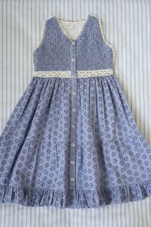  IBIZA DRESS Blue broderie anglaise organic voile