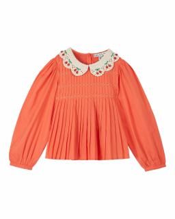  50% OFF / SMOCKED BLOUSE WITH WATERMELON CROCHET COLLAR