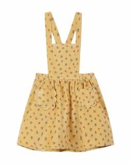  50% OFF / YELLOW FLORAL VELVET APRON DRESS