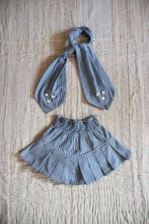  50 OFF / PLEATED SKIRT WITH SCARF // Vichy blue gingham check // 䥵  2Y-10Y