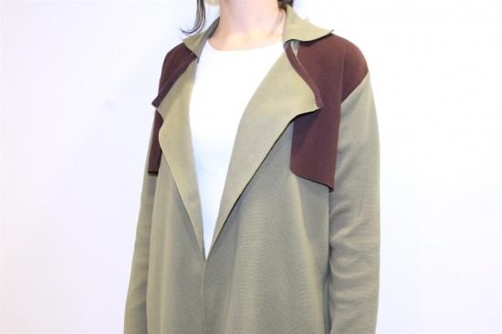 ［TAN］COLOR COMBI COAT タン　ニット TAN］COLOR COMBI COAT タンニット