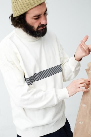 YASHIKI | ヤシキ Kaiko Line Mock Knit(WHITE) / ラインモック YASHIKI | ヤシキ Kaiko Line Mock Knit(WHITE) / ラインモック