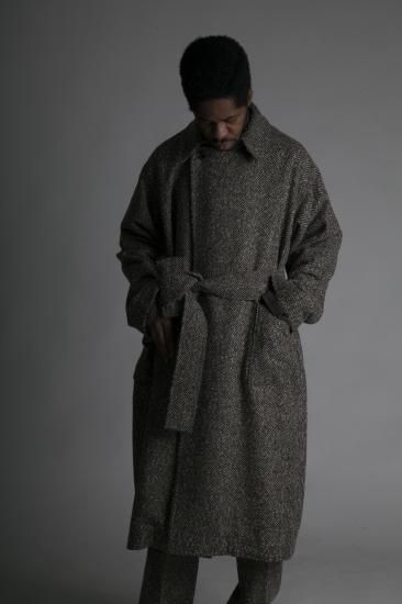 ATHA   アタ NEP TWEED MAXI COAT BLACK / ツイードマキシコート