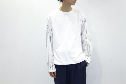 <img class='new_mark_img1' src='https://img.shop-pro.jp/img/new/icons47.gif' style='border:none;display:inline;margin:0px;padding:0px;width:auto;' />THEE / stripe long sleeve t-shirts.(WHITE)