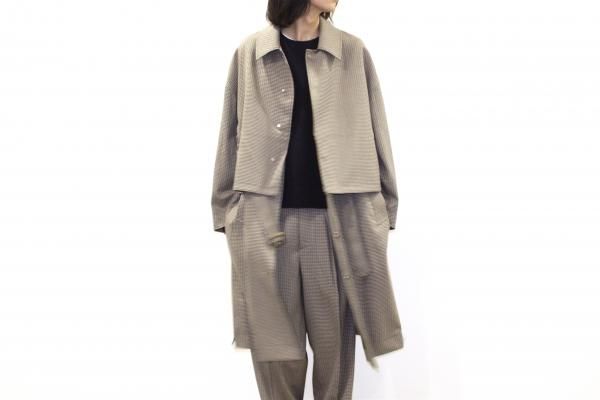 YOKE | 3WAY BAL COLLAR SHARE COAT(BEIGE PLAID) | 3WAYバルカラー