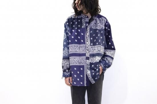 Children of the discordance | チルドレンオブザディスコダンス / VINTAGE BANDANA PATCHWORK  SHIRT LS(NAVY)通販サイト - 京都取扱い店舗 ATTEMPT / アテンプト