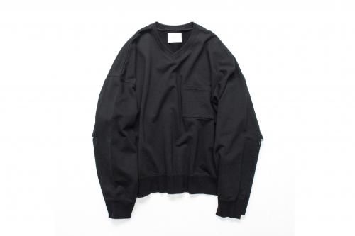 <img class='new_mark_img1' src='https://img.shop-pro.jp/img/new/icons47.gif' style='border:none;display:inline;margin:0px;padding:0px;width:auto;' />stein / DIVIDE SLEEVE V NECK SWEAT LS(BLACK)
