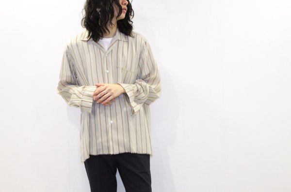 YOKE | OVER SIZE STRIPE SHIRTS(BEIGE) | オーバーサイズストライプ ...