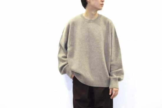 チャコールグレーstein EX FINE LAMS WOOL CREW NECK KNIT S