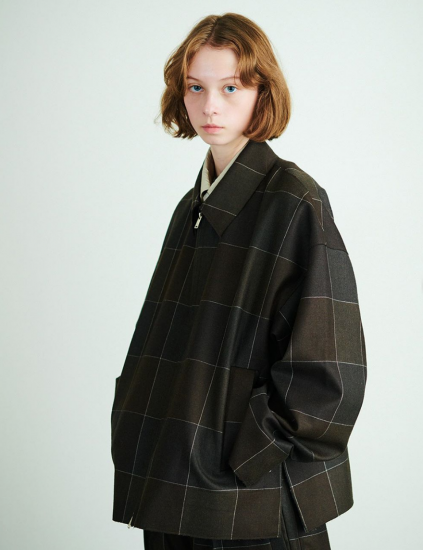 YOKE | CUT-OFF DRIZZLER JACKET(BROWN CHECK) | カットオフドリズラー