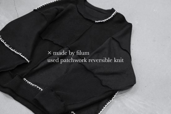 made by filum | USED PATCHWORK REVERSIBLE KNIT (BLACK