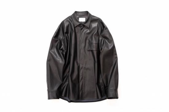 stein | シュタイン FAKE LEATHER DOWN PAT SHIRT(BLACK stein | シュタイン FAKE LEATHER DOWN PAT SHIRT(BLACK