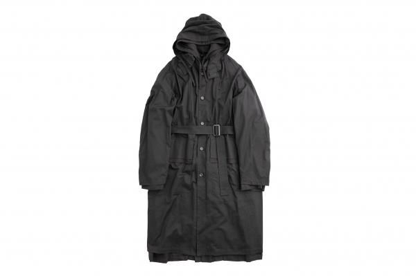 stein | シュタイン OVERSIZED LAYERED HOODED COAT(BLACK) / オーバー