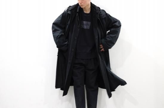 stein | シュタイン OVERSIZED LAYERED HOODED COAT(BLACK) / オーバー