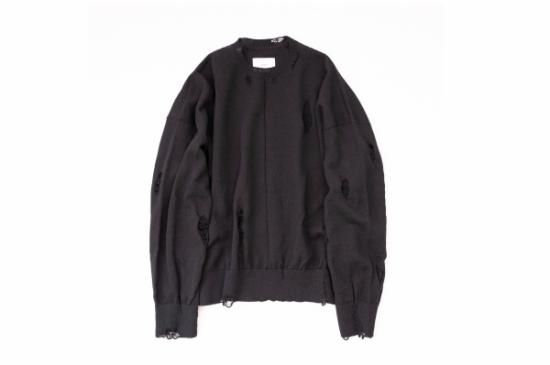 stein | シュタイン OVERSIZED DAMAGED KNIT LS(BLACK) / オーバー