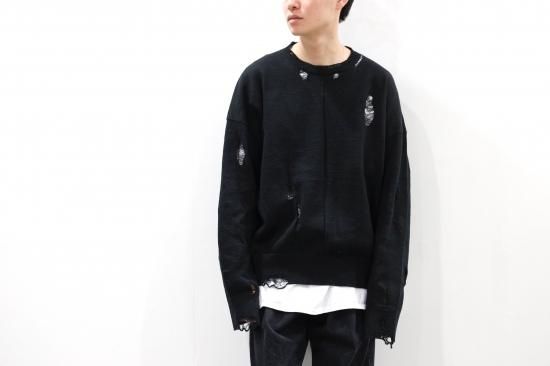 stein | シュタイン OVERSIZED DAMAGED KNIT LS(BLACK) / オーバー 