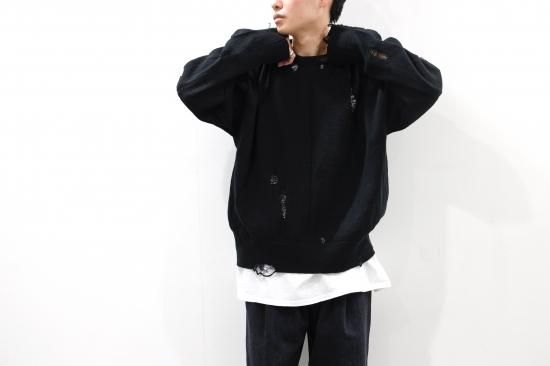 stein | シュタイン OVERSIZED DAMAGED KNIT LS(BLACK stein | シュタイン OVERSIZED DAMAGED KNIT LS(BLACK