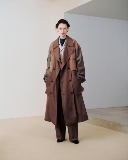 YOKE | RIVERSIBLE DOUBLE-BREASTED COAT(DUSTY TAUPE) | リバーシブル 