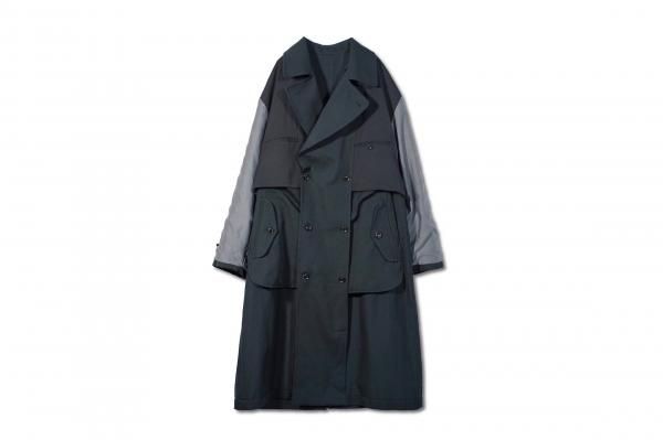 yoke RIVERSIBLE DOUBLE-BREASTED COAT