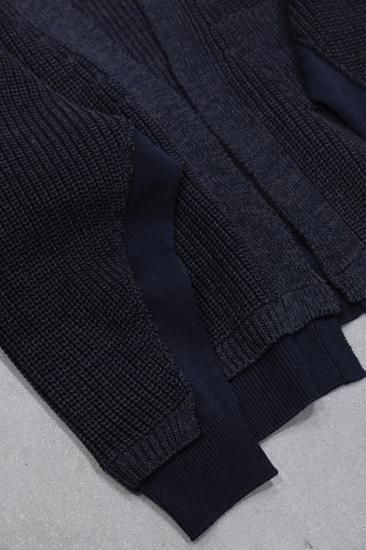 YOKE | 5G CONNECTING RIB CARDIGAN(NAVY MIX) | 5Gコネクタトリブ