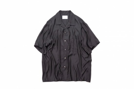 激安直販店 stein cupro S BLACK shirt ss collar open シャツ